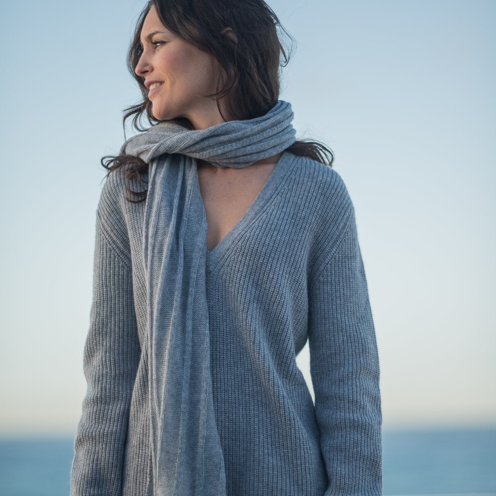 KASCHMIR PULLOVER PATENT V-NECK - GRAU WOMEN KASCHMIR PULLOVER PATENT V-NECK - GRAU WOMEN